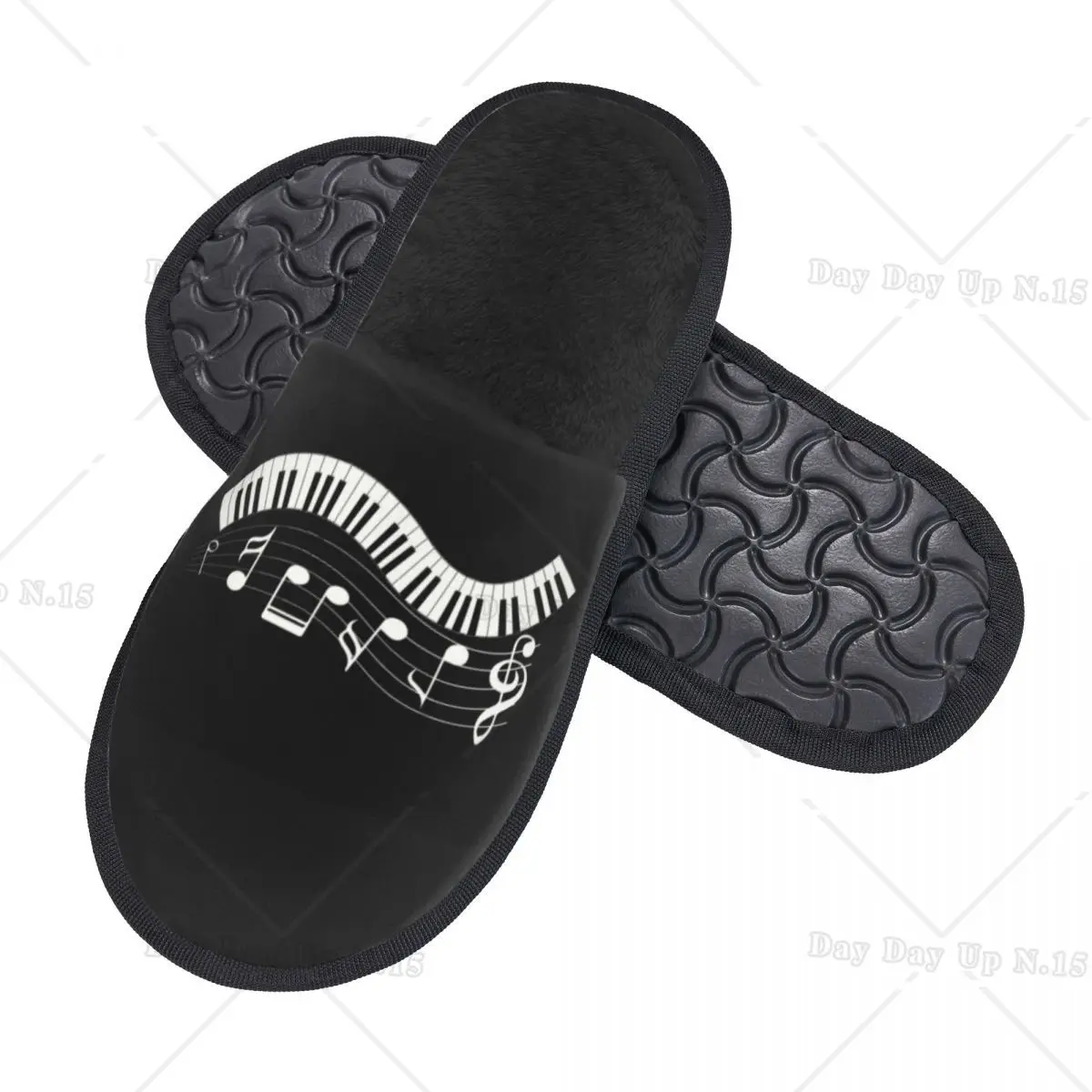 Piano Fantasy Soft Scuff With Memory Foam Slippers Women Fashion Music Note Bedroom House Shoes