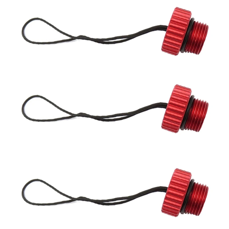 3X Scuba Diving DIN Tank Valve Threaded Cover 5/8-14NPS Dust Cap Dust Plug Protector Tank Regulator Protection Cover Red