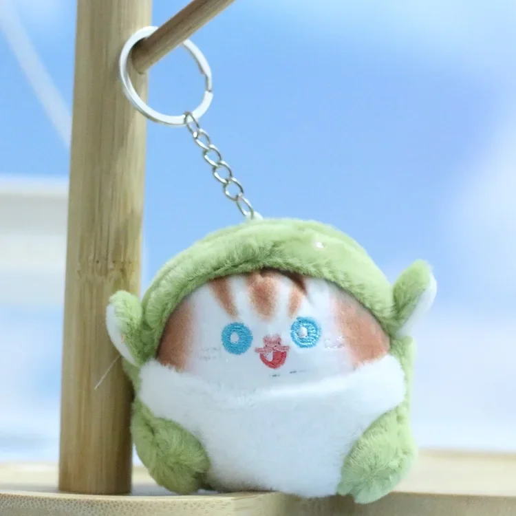 Cartoon Kawaii Disguise Oneself Small Animal Cat Plush Toy Keychain Pendant Creative Personalised Cat Plush Backpack Pendant