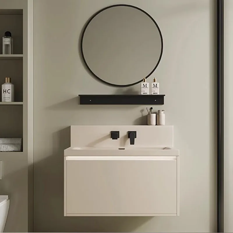 

White Narrow Bathroom Cabinet Mirror Nordic Wooden Washroom Bathroom Vanity Storage Space Saving Mueble Lavabo Home Furniture