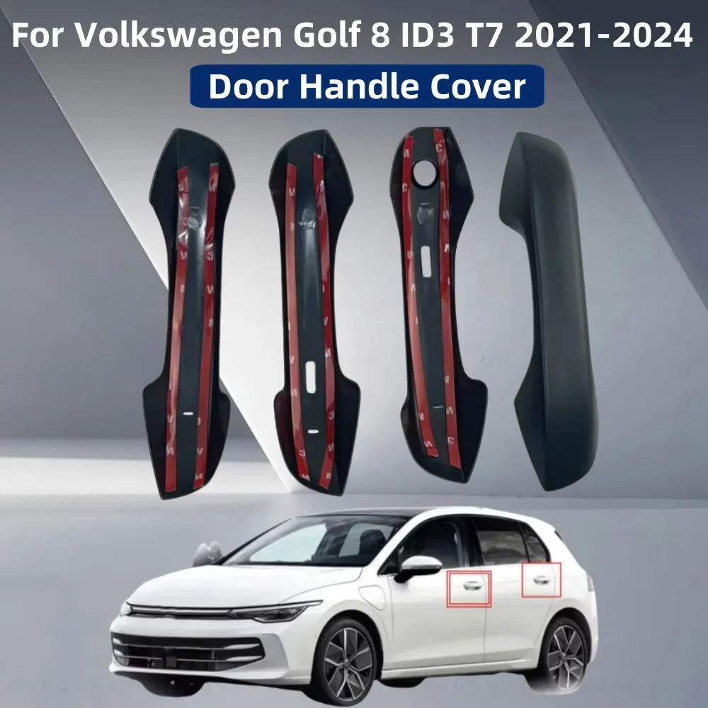 YOYO Matte black Retrofit Car Accessories Door Handle Cover Trim Paste Style For Volkswagen Golf 8 ID3 T7 2021 2022 2023 2024