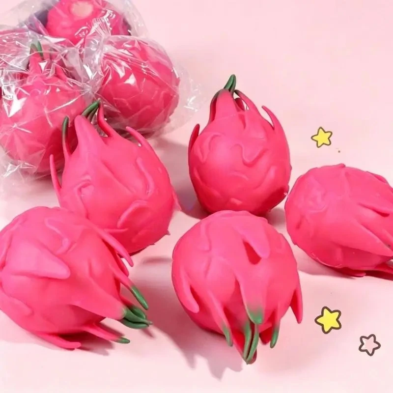 Dragon Fruit Squish Ball Gift Squishy Squeeze Stress Reliever Fidget Sensory Toy Simulation Fruit Food, Squeeze Balls