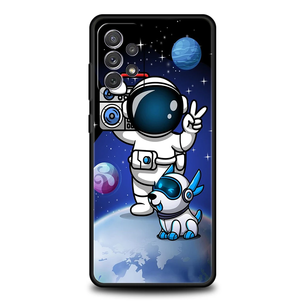 Cartoons Cute Astronaut Phone Case for Samsung Galaxy A14 A54 A34 A51 A71 A72 A73 A32 A52 A52S A01 A11 A21S A31 A41 5G TPU Shell