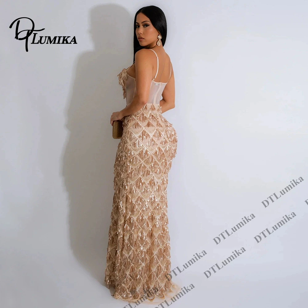 Vestido de Fiesta para Mujer DTLumika, Tirantes Finos, Largo, Estilo Corsé, Vestido de Noche para Graduación, Sin Mangas, Vestido de Fiesta de Boda para Mujer