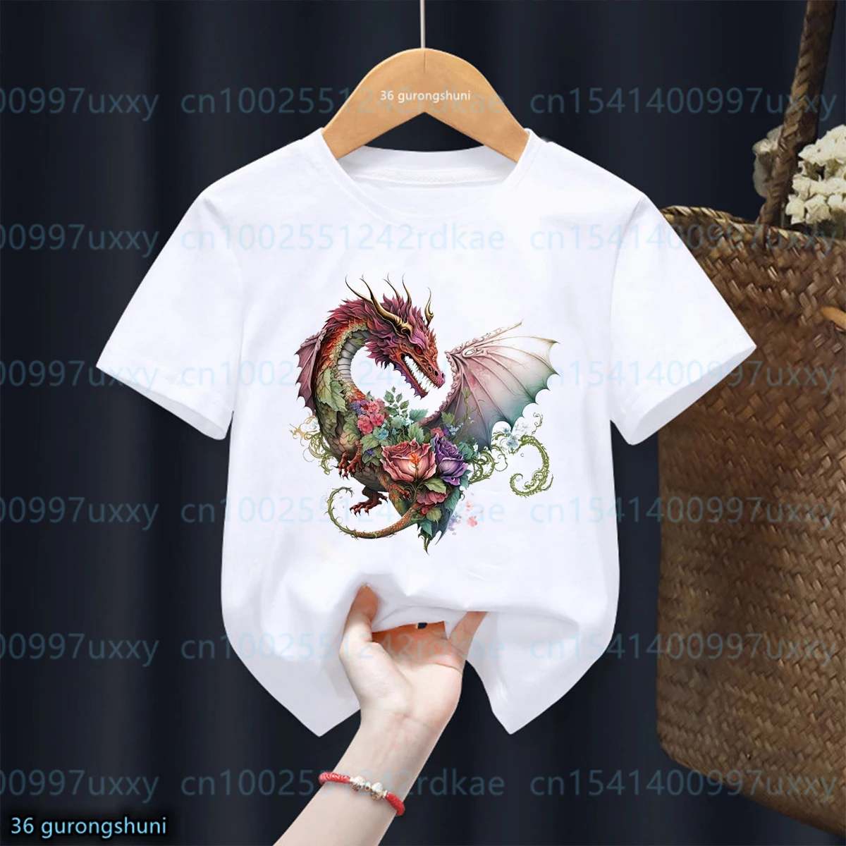 New Boys T-Shirts With Fun Watercolor Dragon Print Kids Tshirts Cute Children'S Clothing Fashion Baby Boy Tshirt 1-15 Years Old