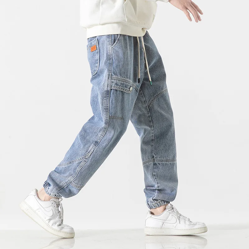 

Spring new elastic waist plus size jeans men 7XL 6XL tide straight loose trousers jeans for men wide leg 8XL baggy jeans