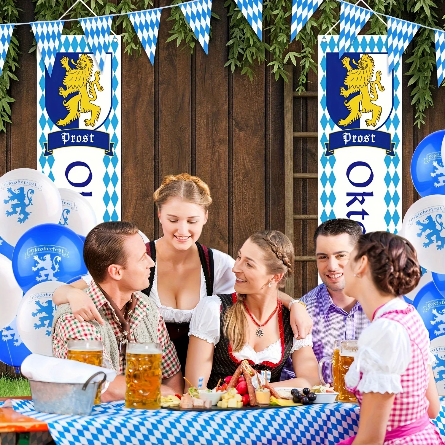 Münchner Oktoberfest-Feier-Set – 2-teiliges Kunststoff-Banner-Set für Bierfest-Dekoration und Partyzubehör – Detail 1