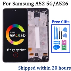 Super AMOLED For Samsung  A52 5G A526 LCD Display Touch Screen With Frame Digitizer For SM-A526B A526U LCD Display Replace
