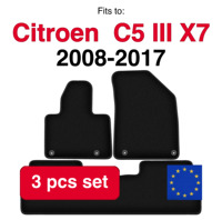 Car velour mats for Citroen C5 III X7 liftback sedan station wagon Tourer | set 3 PCs black fitted