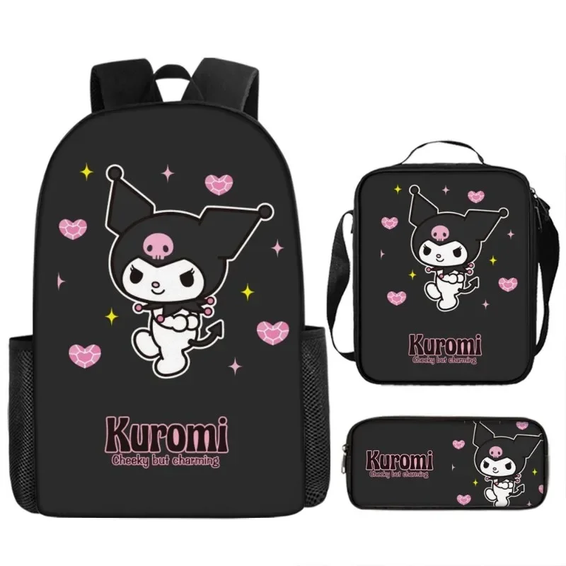 Sanrio Anime Cartoon Character Cute Kuromi Print Student Essential Backpack Girl's Favorite Oxford Cloth Backpack Large Capacity