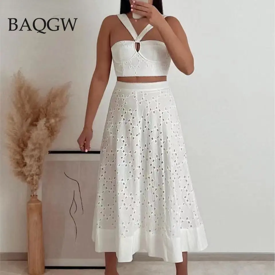 Women Fashion Embroidery Hollow Out Design Crop Bustier Tops Sexy Straight Neck Off Shoulder Wide Straps Female Camis Mujer