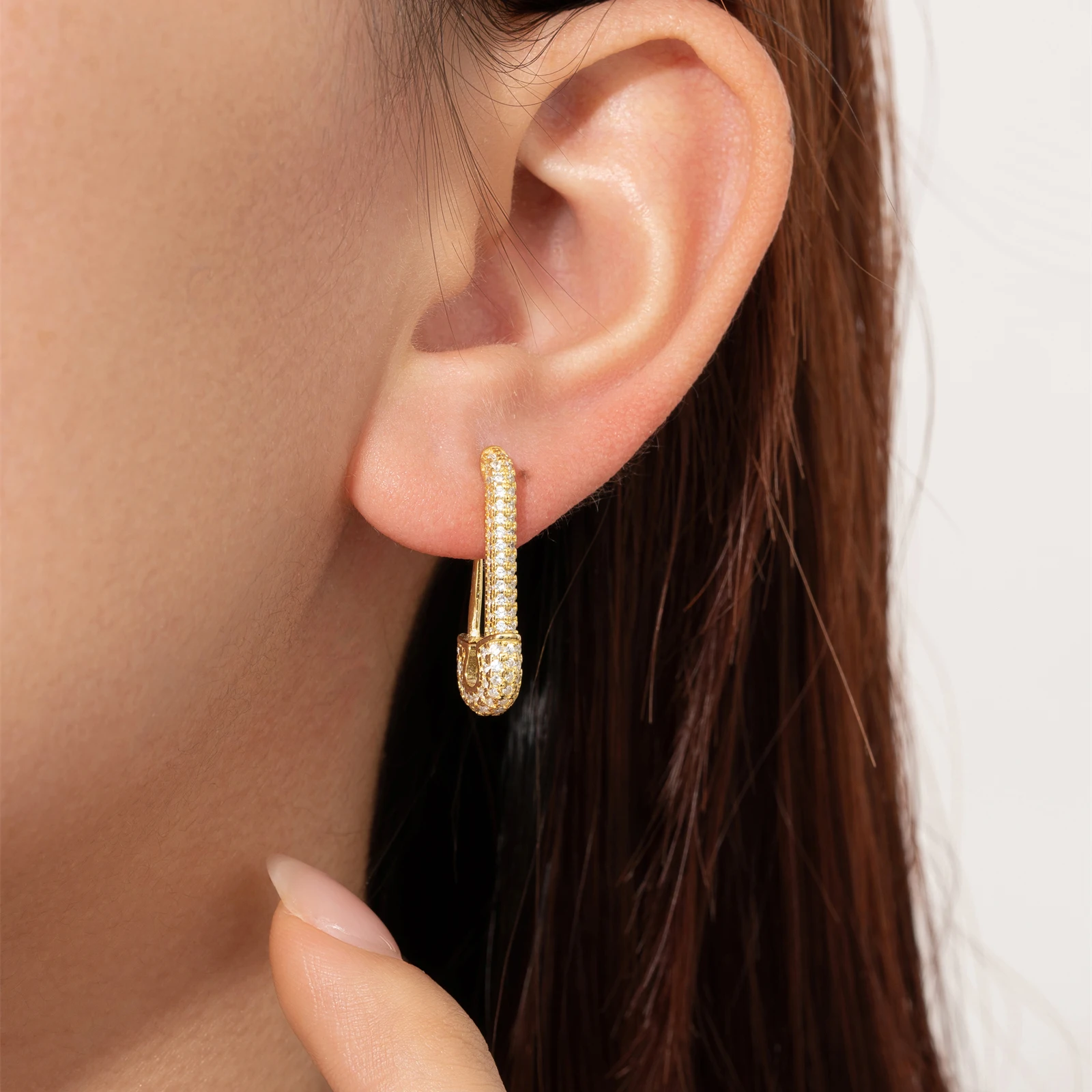 ANDYWEN 925 Sterling Silver 2 Type Gold Single Ear Zircon Pin Drop Earrings 2025 Women Crystal Trendy Jewelry Gift