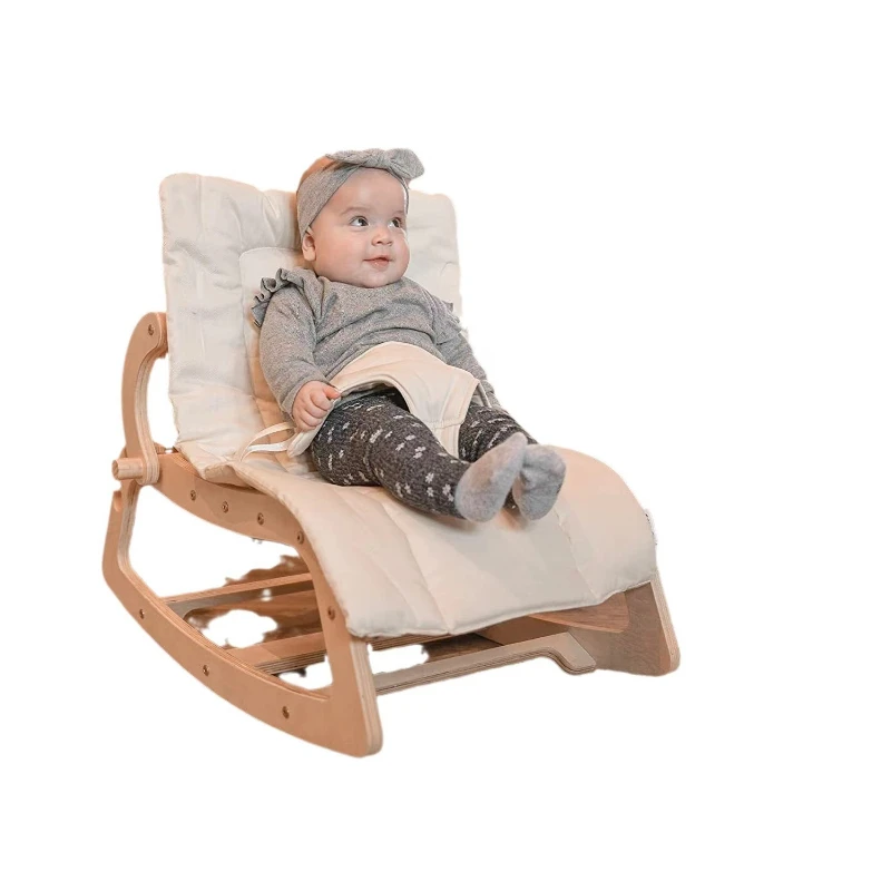 

Children's rocking chair for home use, newborn sleeping, lying flat cradle, wooden baby swing, rocking chair