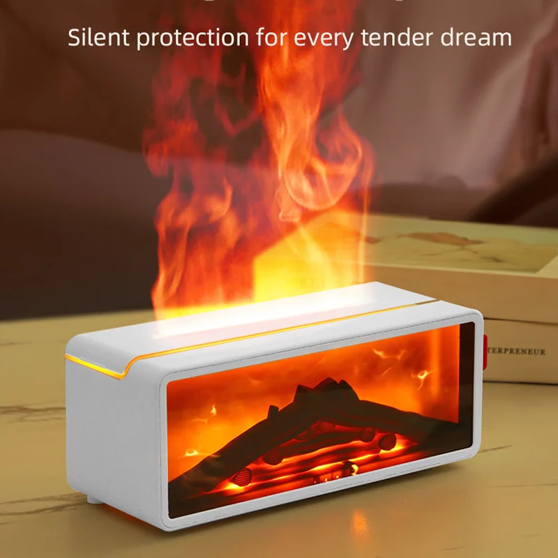 3D Simulation Fireplace Flame Aromatherapy Humidifier Machine Home Desktop Remote Control Atmosphere Light Retro Diffuser