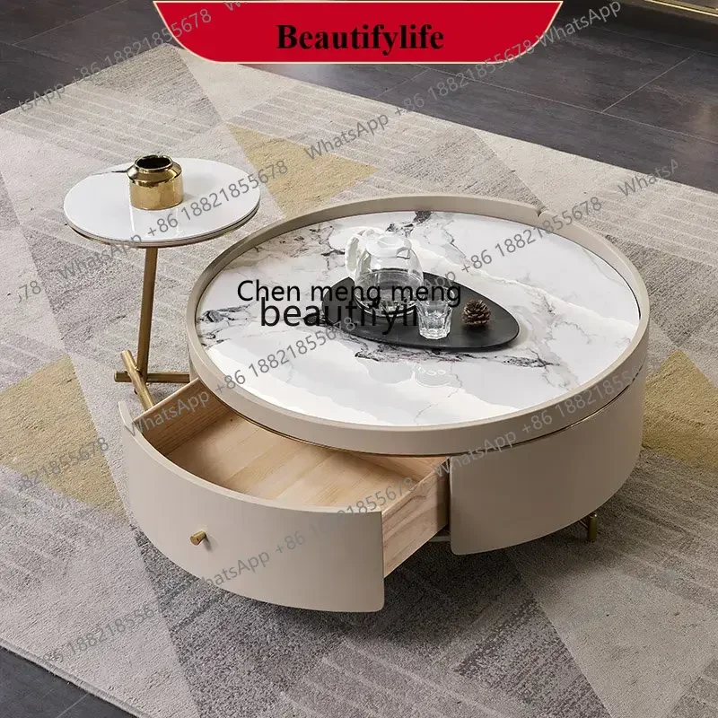 

D178 Y zqStone Plate Table Top Coffee Table TV Cabinet Living Room Stainless Steel Gold-Plated Piano Paint Nordic Size Coffee Ta