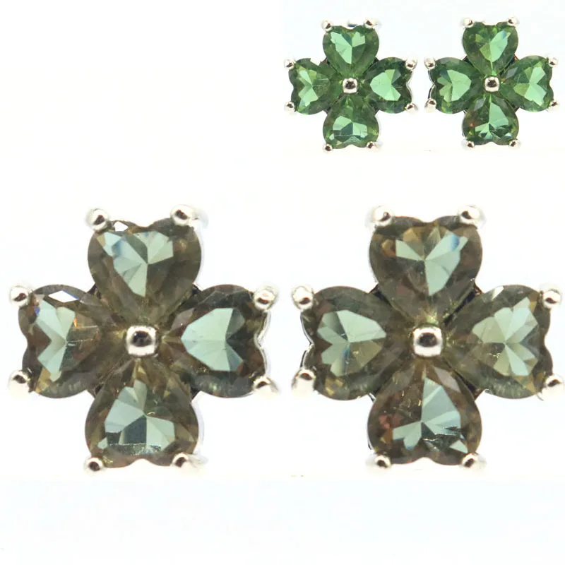 15x15mm Lovely Cute Pink Tourmaline Color Changing Zultanite Alexandrite Topaz London Blue Topaz White CZ Women Silver Earrings