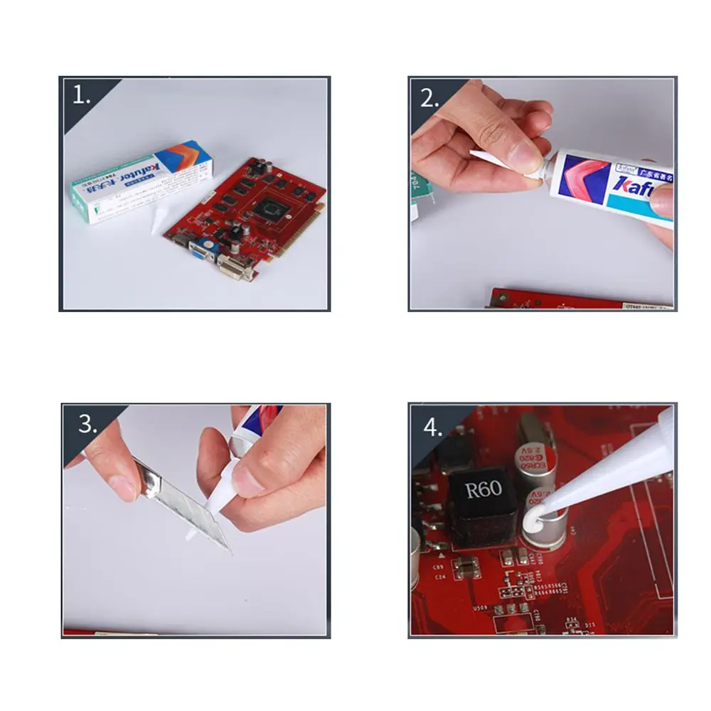 Pegamento blanco resistente a altas temperaturas, pegamento electrónico transparente, goma de silicona, pegamento adhesivo Industrial para componentes