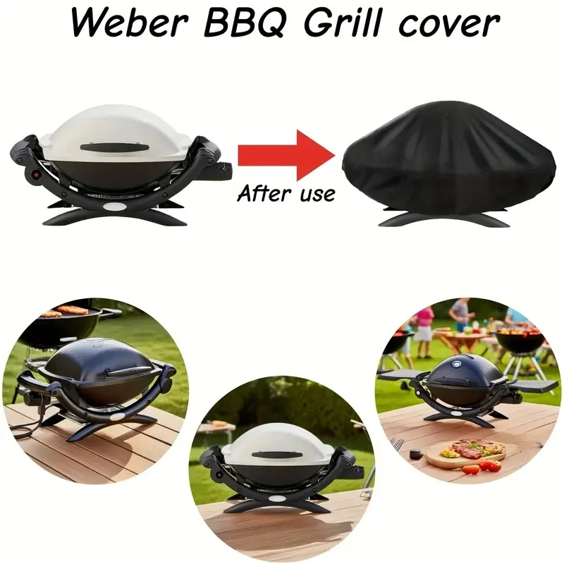 Cubierta para parrilla, fundas para parrilla weber, funda para parrilla de barbacoa, material de tela Oxford duradero, negro