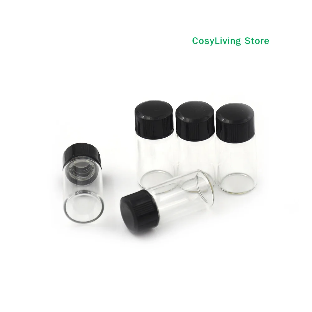 5Pcs Small Glass Vials Bottles Clear Containers With Screw Cap 3ml