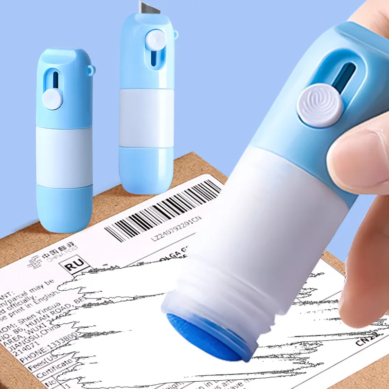 感熱紙修正液 2 で 1 ID 情報プロテクター消しゴムポータブル修正液開封ナイフ付き