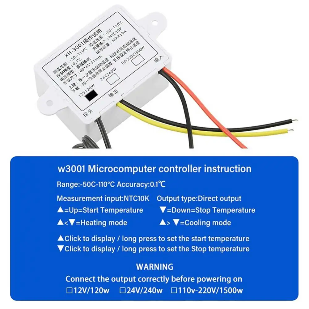 W3001 1500W Digital Humidity Meter Hygrometer Controller Relay Voltage AC 110-220V 10A Regulator Humidity Sensor Dropship 1PCS