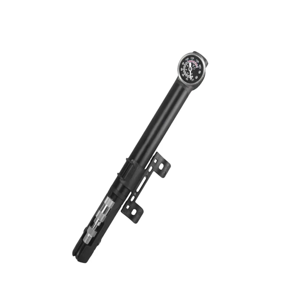 

1 Set of High Pressure Mini Portable Pump Aluminium Alloy Air Pump Road Bike Tire Inflator with Pressure Gage (Black)