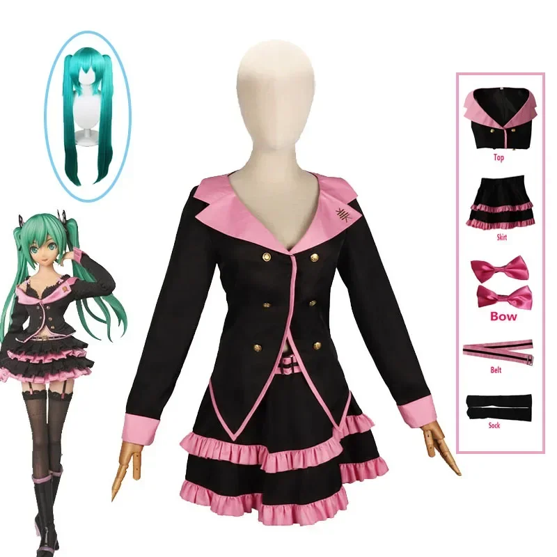 

Virtual Singer Cosplay Sweet Devil Miku Cosplay Uniform Costume Cute Girl Japan Midi Dress Miku Halloween Party Clothes Wig