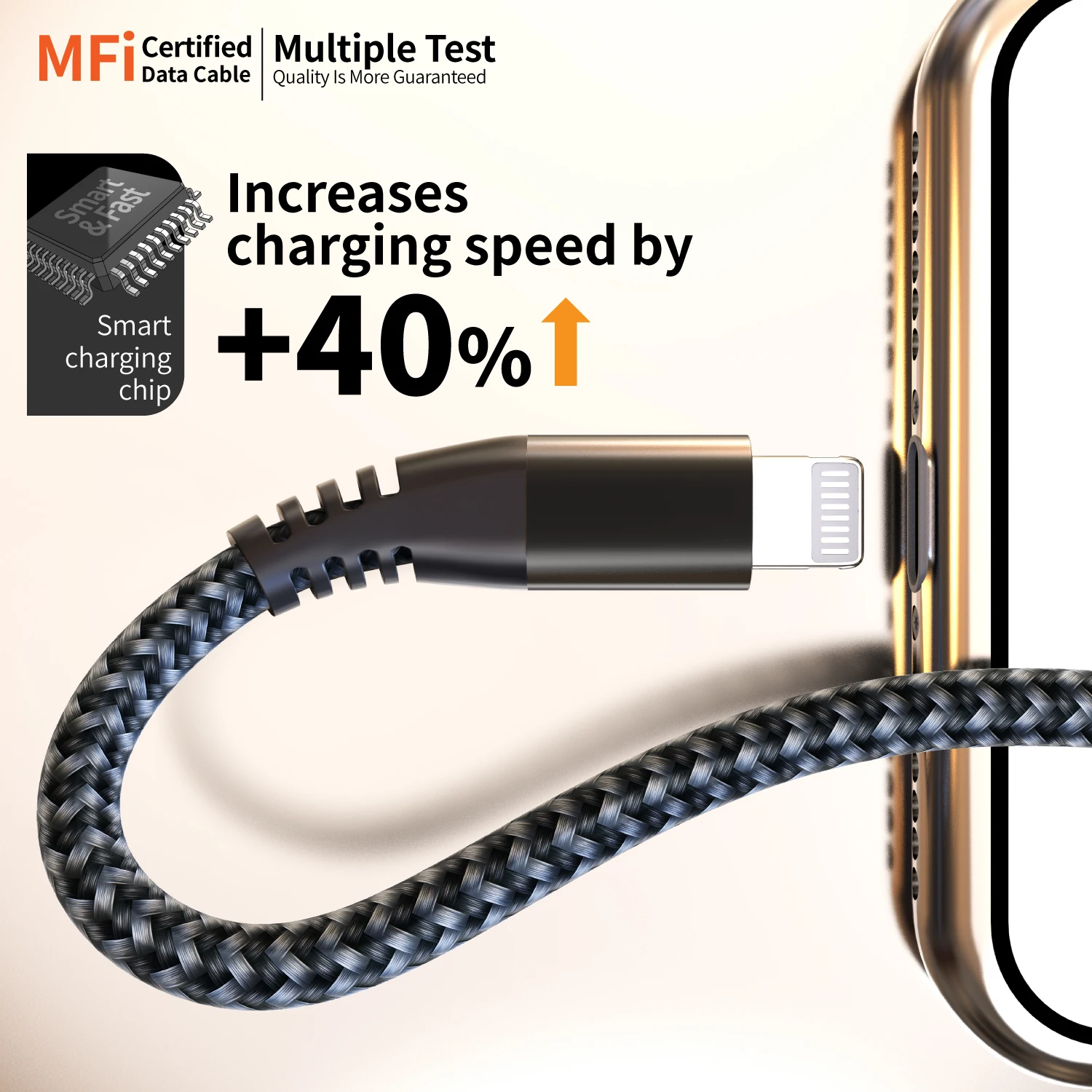 MFi-zertifiziertes Lightning-zu-USB-C-Kabel 3er-Pack 6FT, Nylon-geflochtenes Schnellladekabel für iPhone 14 13 12 Pro Max iPad AirPods – Detail 2