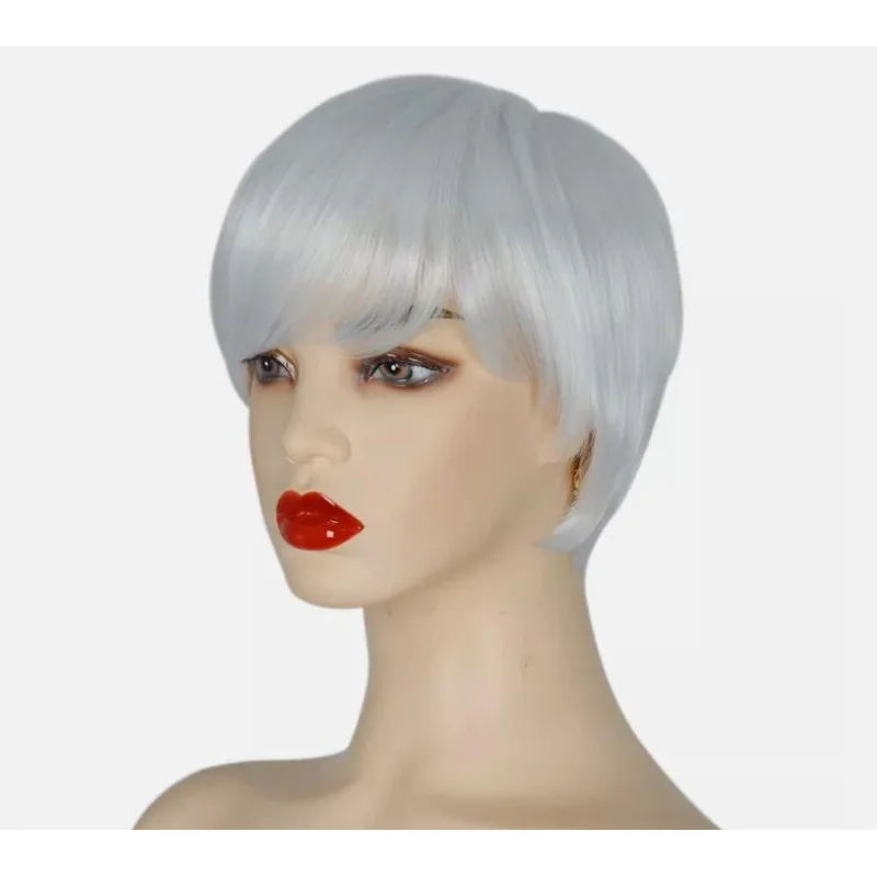 for Women Short White Pixie Cut Wigs Natural Wig