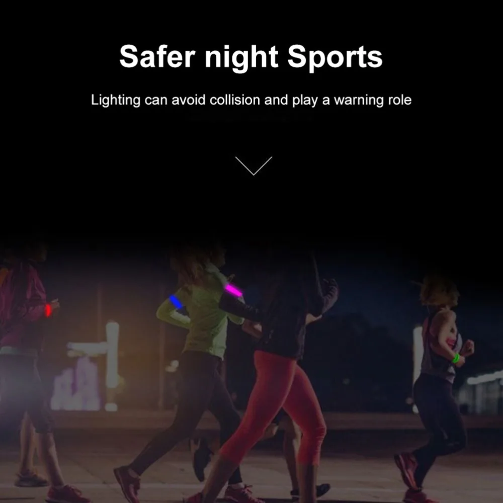 Polyester LED Armband LED Lighted High Visible Slap Bracelet Snap Slap Design Bright Glowing Glow Wristband Night Sport