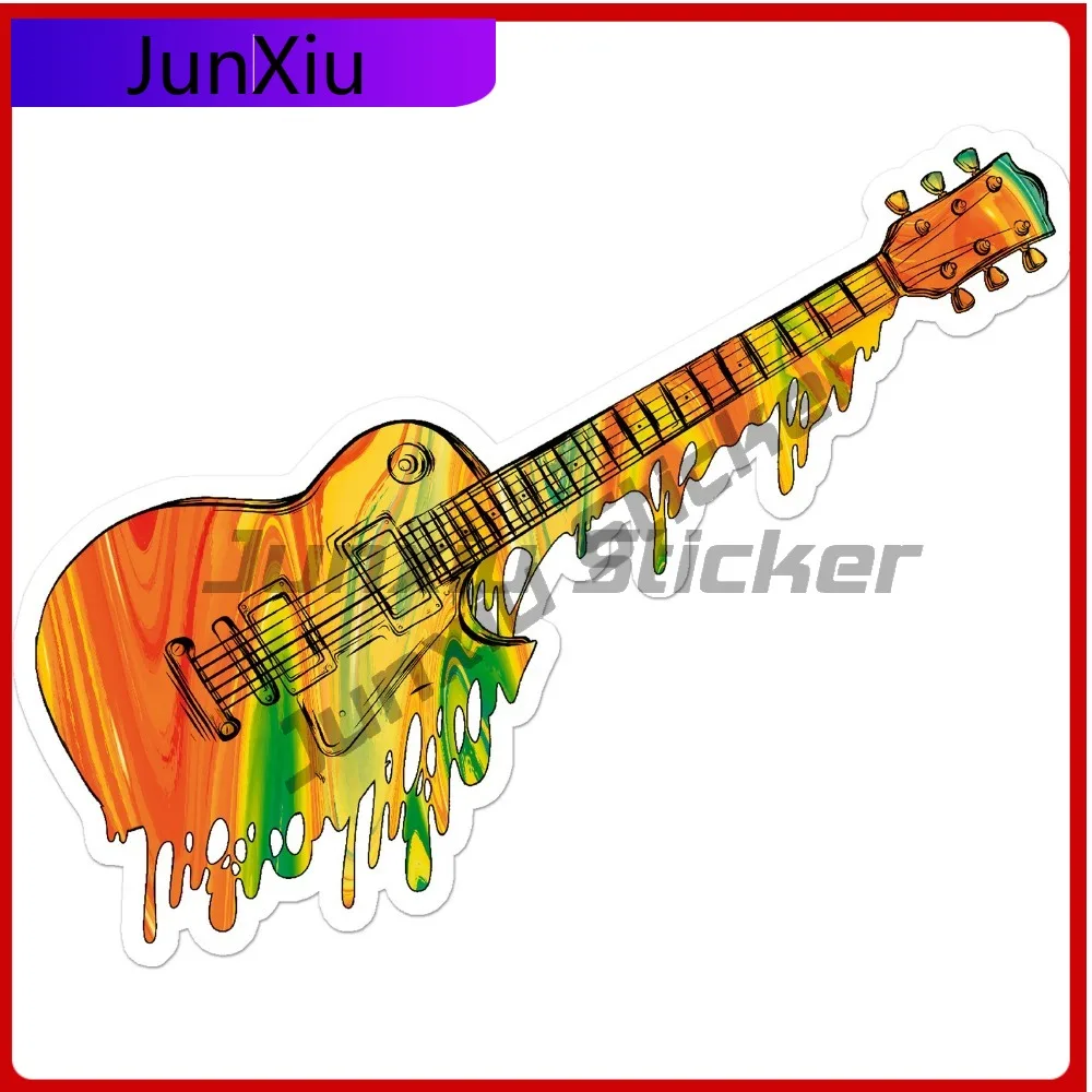 

Melting Guitar Vinyl Trendy Top Quality Stylish Truck Decal Accessory Waterproof Car Laptop Window Bumper Auto Exterior Gift