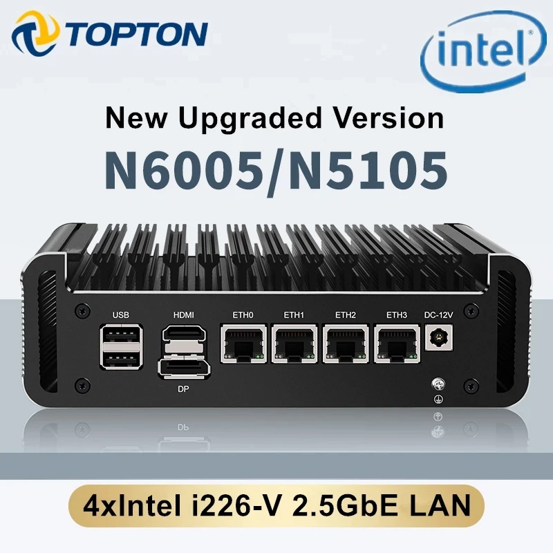 

New 4x Intel i226-V 2.5G Firewall Mini PC Pentium N6005 N5105 Quad Core DDR4 NVMe Fanless Soft Router HD DP Type-C OPNsense ESXi