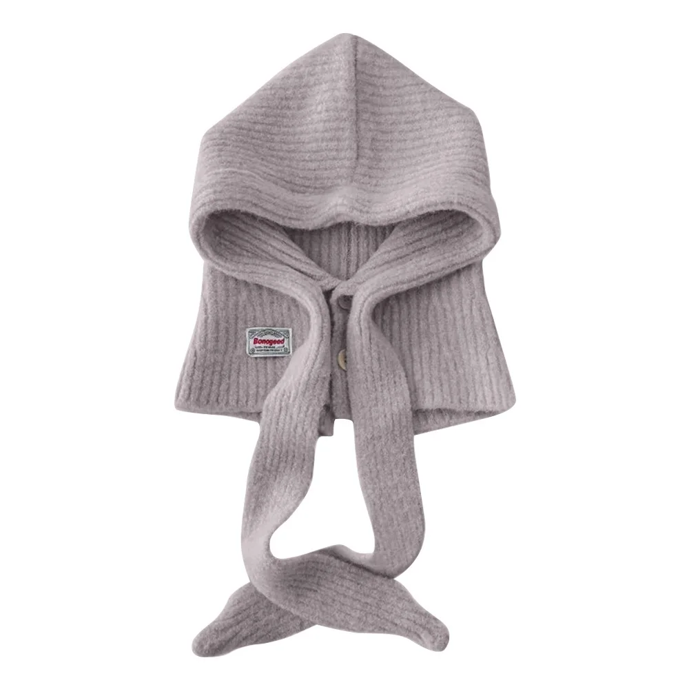 

Теплая вязаная Балаклава в корейском стиле, эластичный дышащий зимний шарф, шапка, ветрозащитный интегрированный шарф с капюшоном, повседневная зимняя одежда