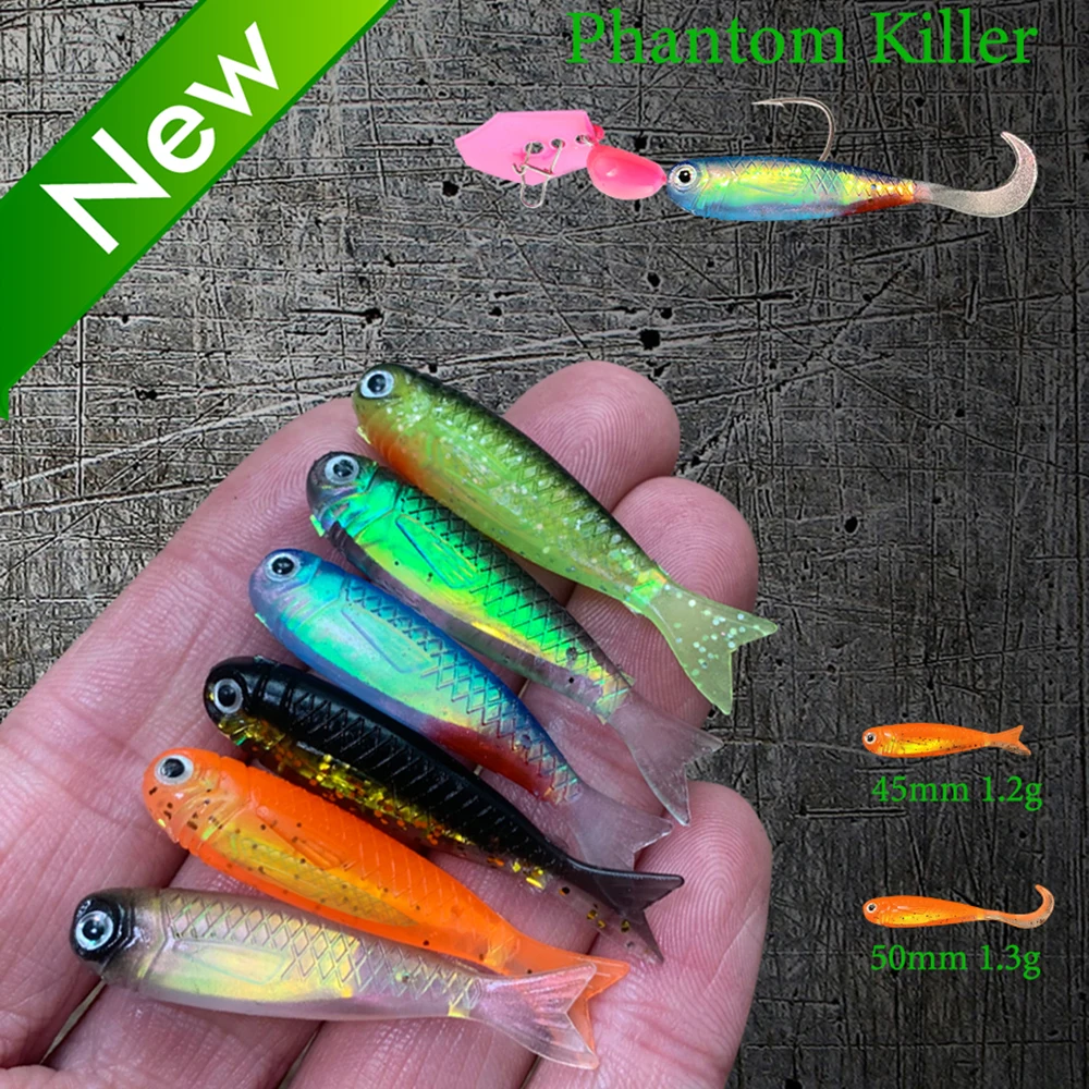 Weiche Köder Kit 1,3g 5cm Schwanz Wurm Spinner Jig Haken Crankbait Pesca Getriebe Tackle 6 stücke Köder 10 stücke Swimbait Karpfen Angeln Köder Set