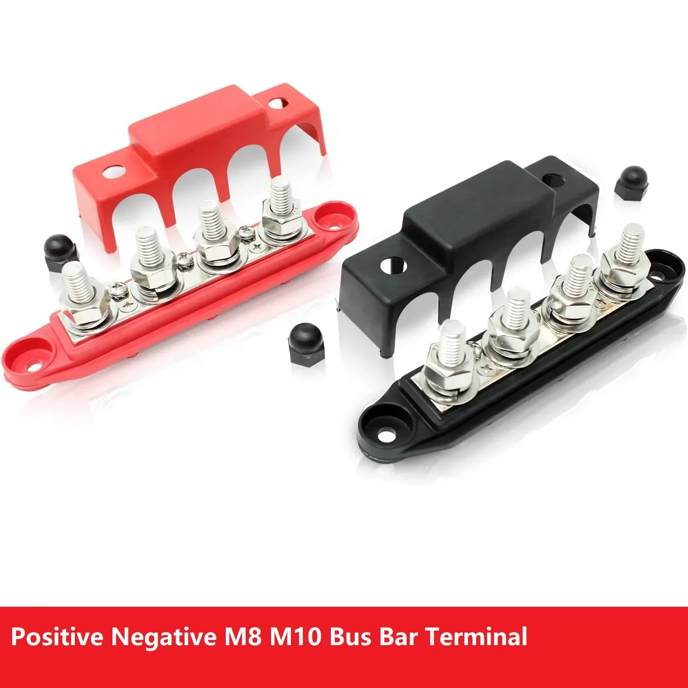 

12V Positive Negative M8 M10 Bus Bar Terminal Battery Power 250A Distribution Block With Cover for Boat RV Truck Camper