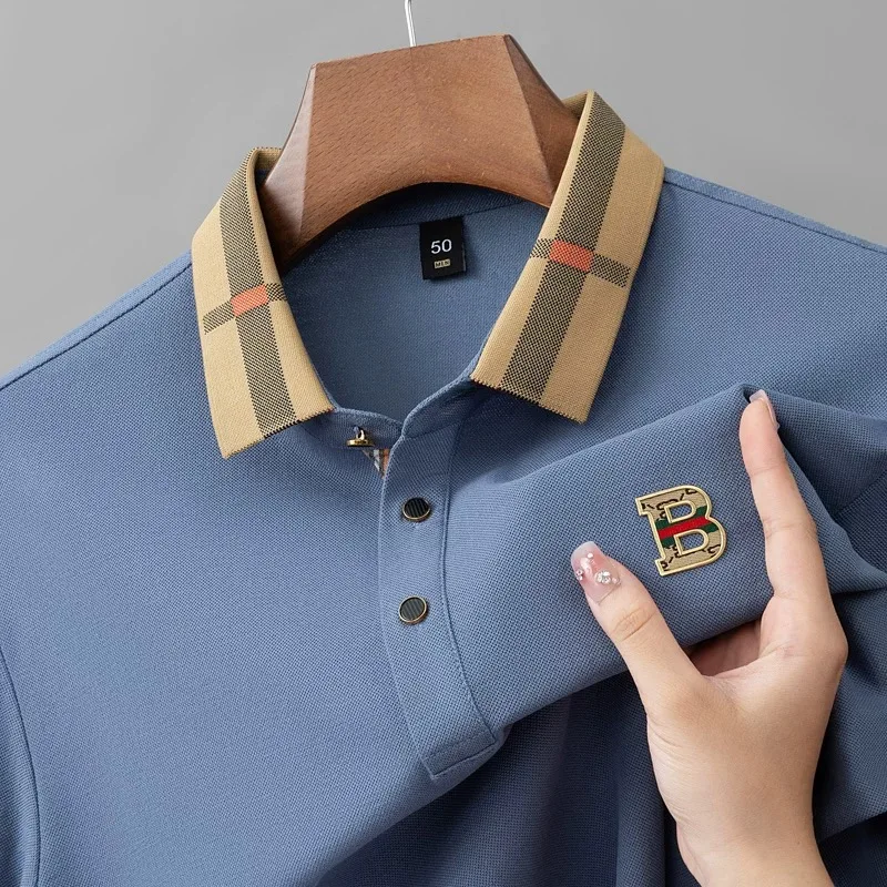 

High end brand short sleeve polo shirt fashion letter embossed desig lapel T-shirt summer cotton breathable casual men's wear