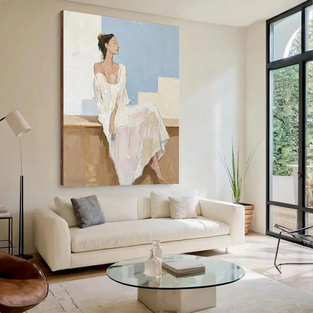 100% Handmade Abstract Oil Painting On Canvas Modern Fashion Women Wall Art Picture For Home Living Room Decor Image Mural Gift