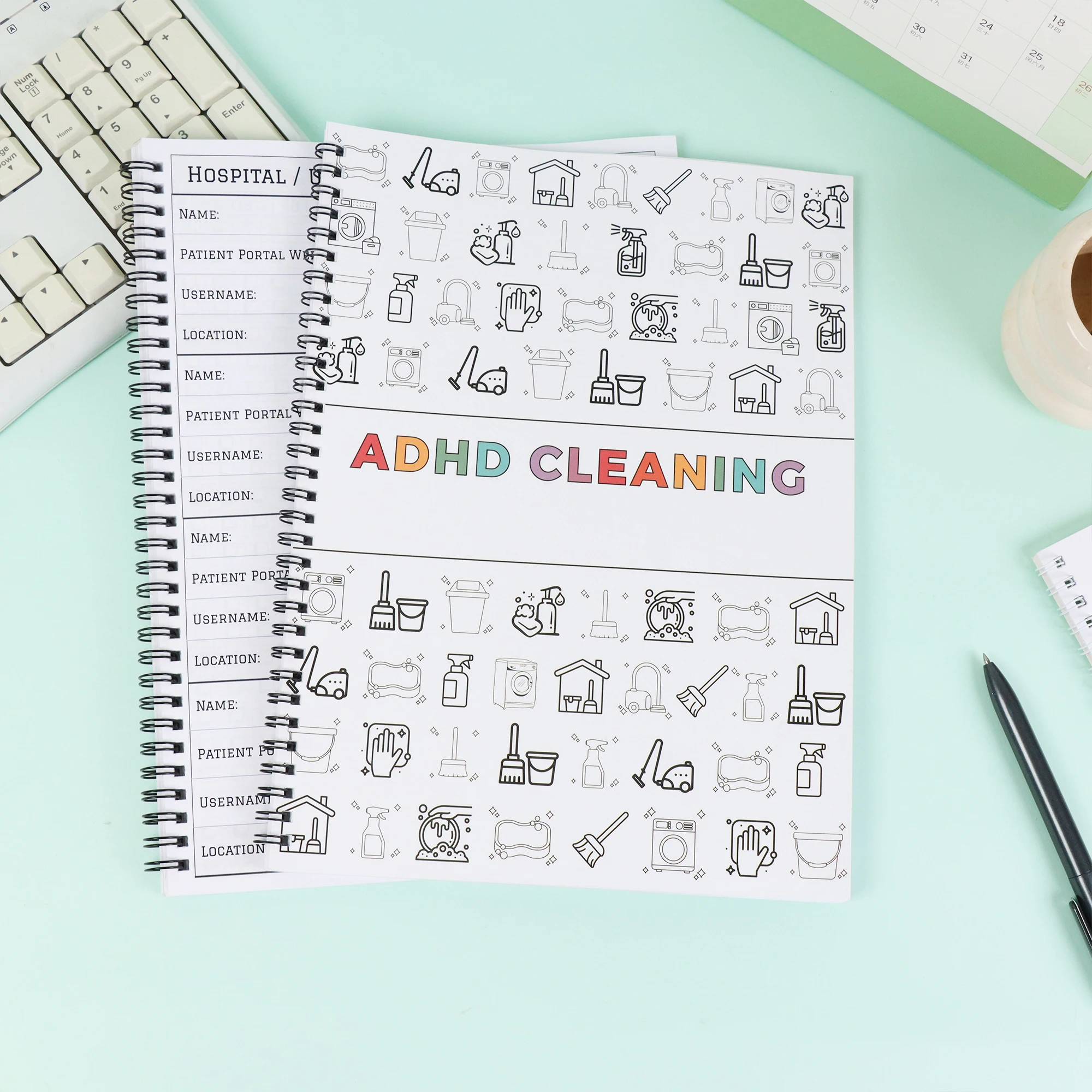 حزمة مخططة التنظيف ADHD قابلة للتحرير، جدول تنظيف منزلي من Canva، مخطط المهام العائلي للتنظيف الأسبوعي والشهري السنوي