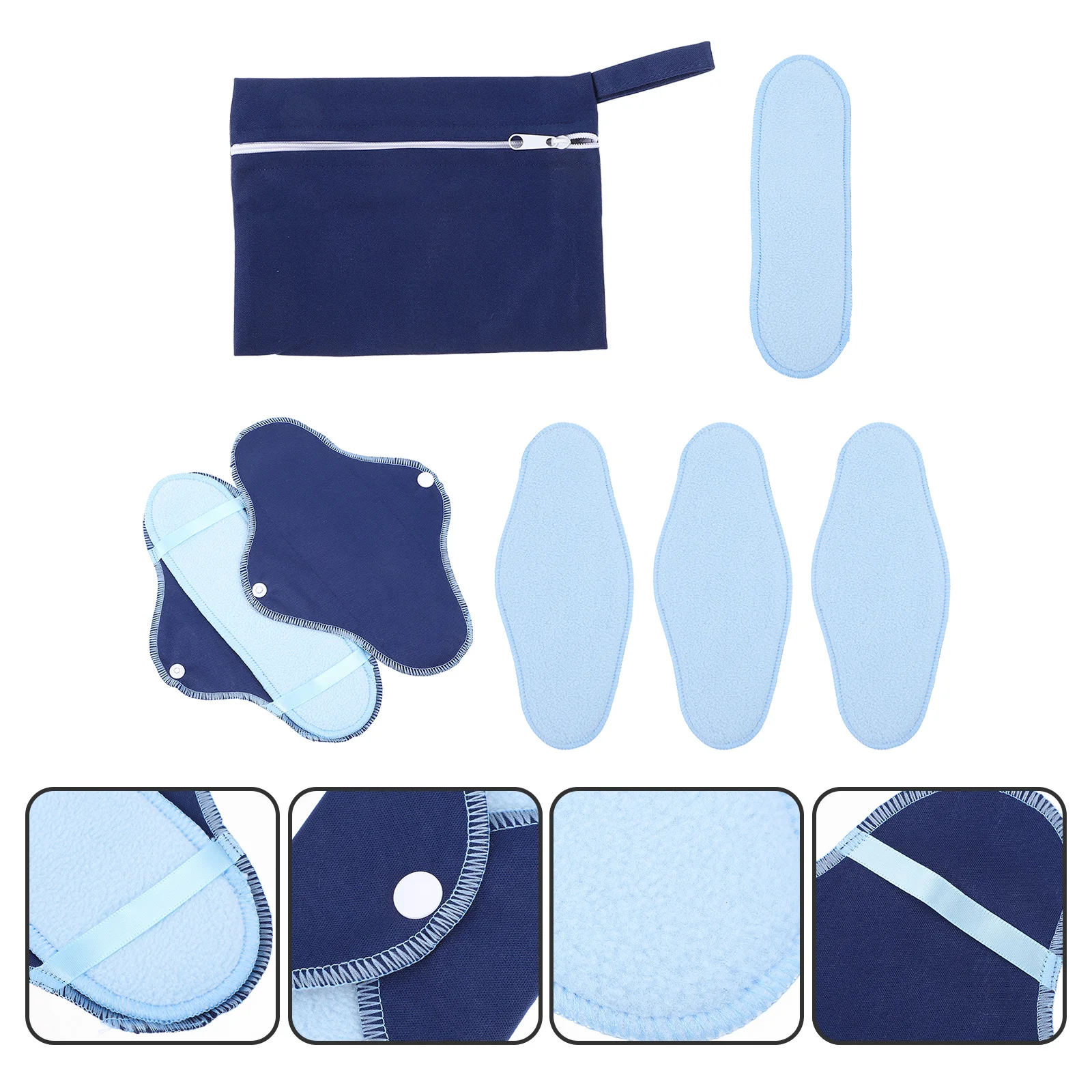 8 قطعة فوط صحية قابلة للغسل قابلة لإعادة الاستخدام منصات الحيض للنساء مانعة للتسرب بول القماش القطبية الصوف مريحة اللباس الداخلي بطانة الصحة #6