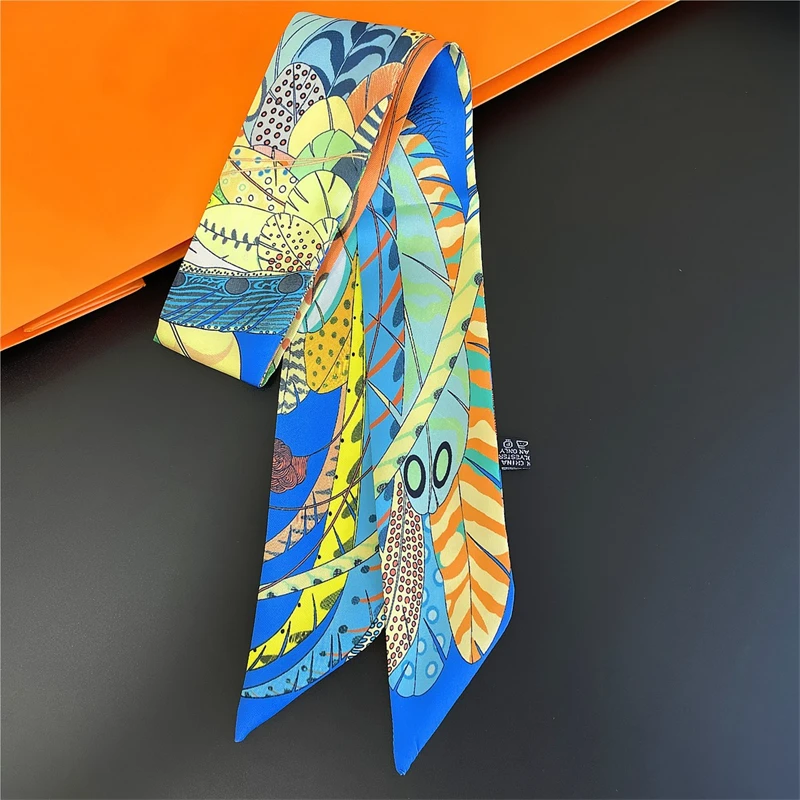 Brand Fashion Headband Small Skinny Binding Bag 2022 Silk Small Scarf Women's Various Striped Printing Handbag Satin Ribbon