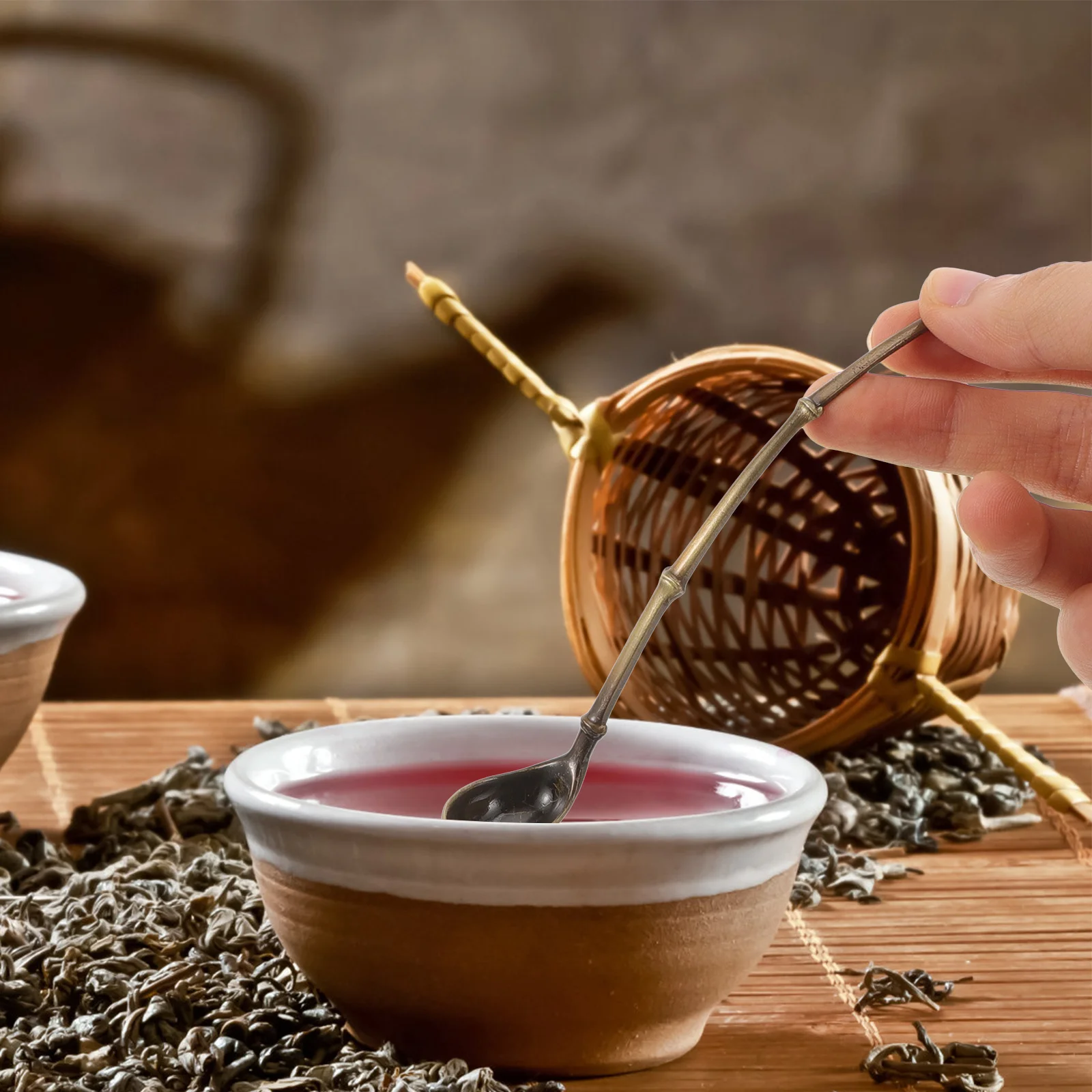 

Small Water Scoop Alloy Spoon For Leaves Multi-Function Metal Spoon Mini Tea Room Ornament Style Decorative Scoop For