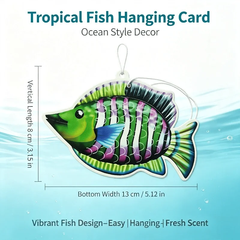 Car Air Freshener Colorful Tropical Fish Ocean Theme Hanging Scent Card for Car Rearview Mirror Decor Ornament Gift