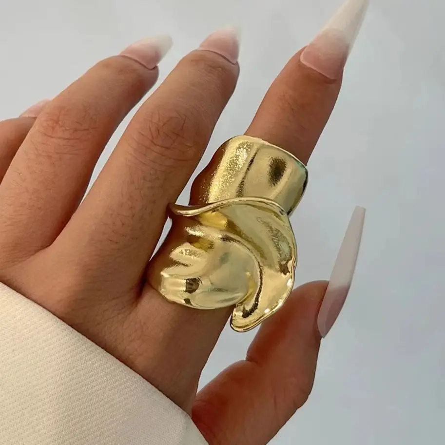 

Кольца PuRui в винтажном стиле, золотистого цвета, для женщин, в стиле панк, стильные, нерегулярные, гладкие, аксессуары для пальцев, модные подарки для вечеринок