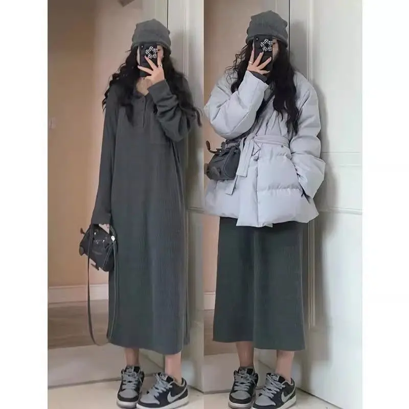 Winter Blue Cotton-padded Jacket Coat Women's Design Thick Bread and Casual Warm Cotton-padded Coat