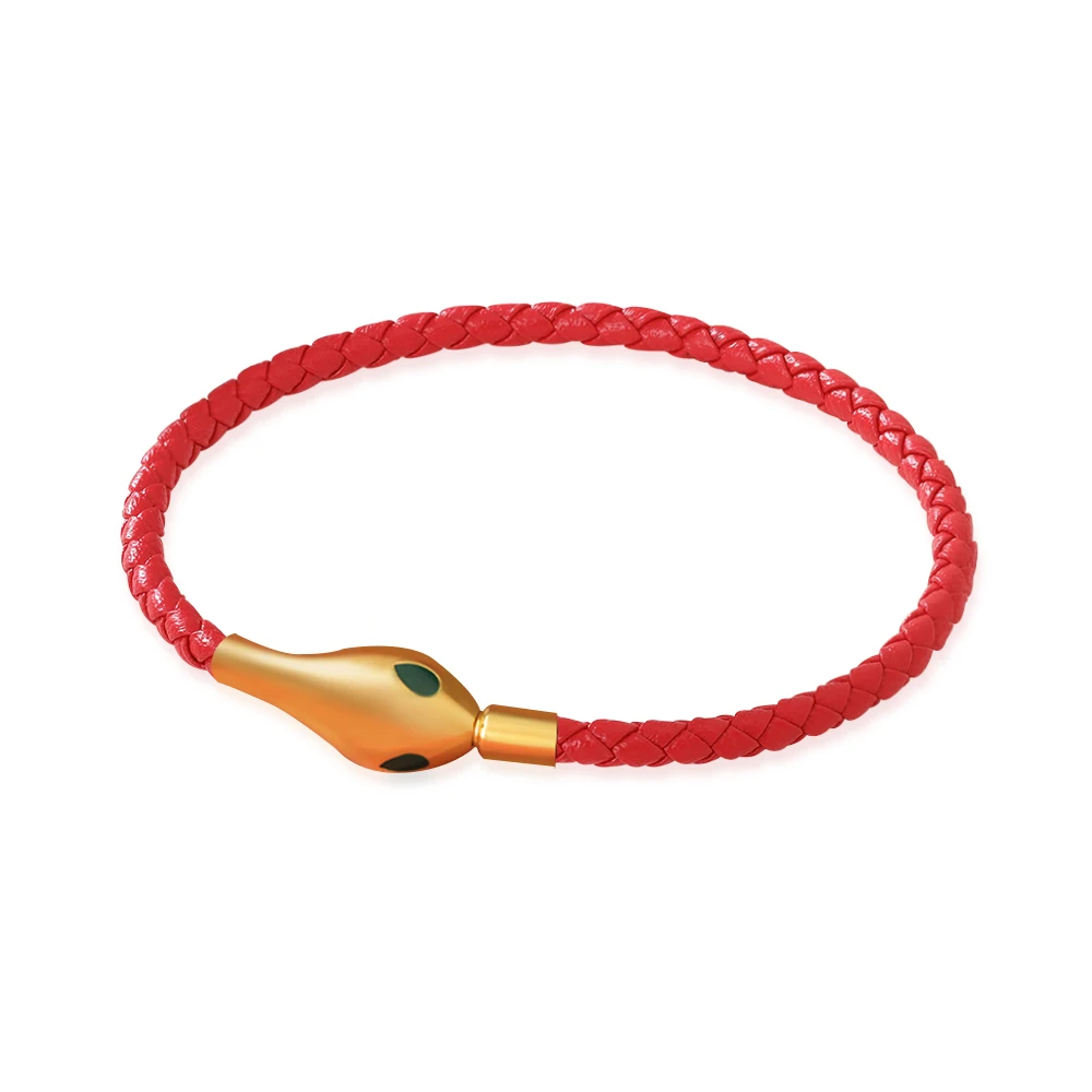 Classic Design Luxury Snakehead Bangles for Women Fashion Jewelry Genuine Braided Leather Bracelets Party Gifts Wholesale