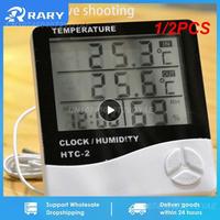 1/2PCS LCD Electronic Digital Temperature Humidity Meter Thermometer Hygrometer Indoor Outdoor Weather Station Clock HTC-1 HTC-2