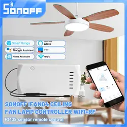 Nuevo SONOFF IFan-04 WIFI inteligente RF ventilador de techo controlador de luz 110V 220V RM433 soporte remoto Alexa Google Alice asistente de hogar