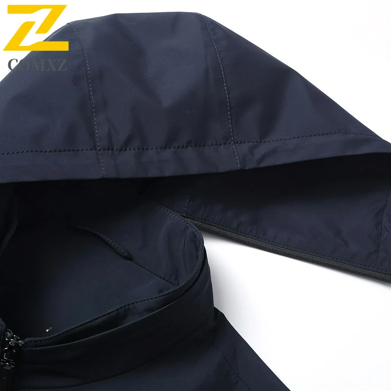 Business Man Jacket Fashion Classic Hooded Tooling Coat Premium Comfort Detachable Hood Lightweight Spring Autumn Mens Clothing