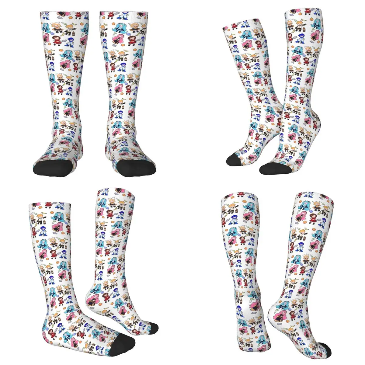 All Seasons Vocaloid Chibi Chaos! Miku Socks Harajuku Sport Middle Tube Socks Soft Casual Stockings for Men Women