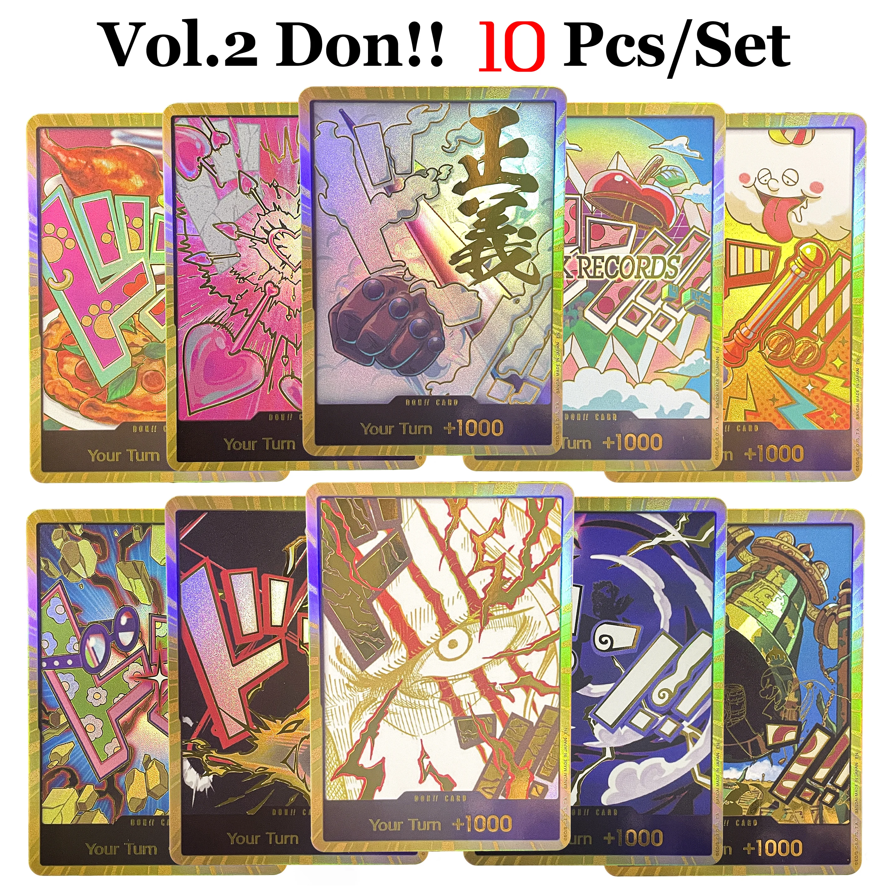 10 Cards/Set One Piece PRB-02 THE BEST Vol-2 GOLD DON!! FOIL Card Nami Smoker Luffy Gear Vegapunk OPCG Super Parallel Proxy Card